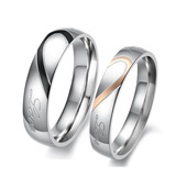 韩版 Couple ring 钛钢戒指爱心形情侣对戒男女指环一对情人节礼物