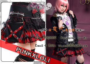 ╋魔叹╋ GLP裙挂双腰包多穿法黑红格裙 视觉MAD哥特KERA 61091BR