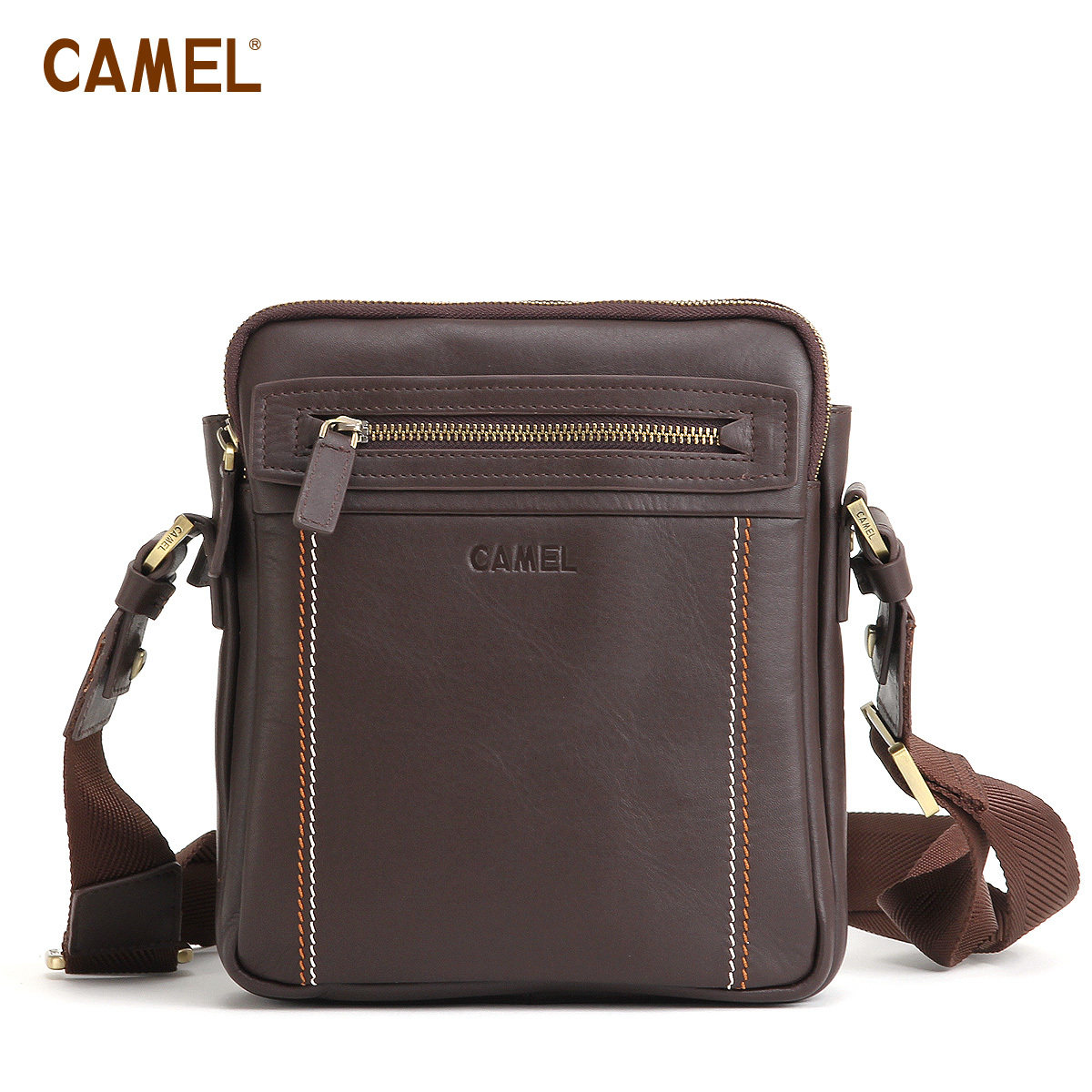 【非卖品】Camel 牛皮 时尚休闲单肩包 男包 斜跨包包 休闲