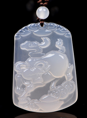 喜庆迎犀吊坠白玉髓属蛇人2026年吉祥物男女生肖鼠佩戴挂件