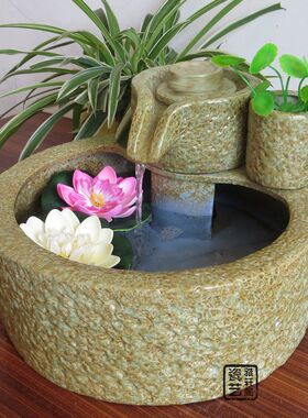 喷泉家居客厅风水轮鱼缸加湿器