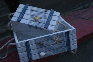 地中海法单磨白贝壳木制收纳盒杂物储物箱桌面收纳木盒首饰盒