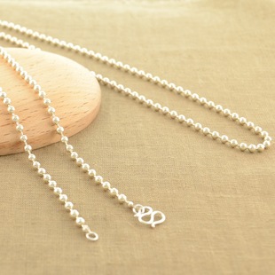长短35 S925纯银圆珠项链 简约时尚 粗细3mm 小福女 110cm