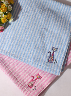 家用毛巾面巾柔软系列纯棉外贸出口日单Bluefield小猫情侣浴巾