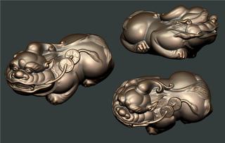 圆雕图 三维立体图 3D打印机模型 STL文件 圆雕貔貅1