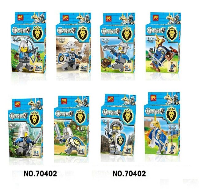 新款正品lele将牌人仔中古重装骑兵战马拼装积木玩具70402