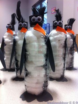 手工塑料瓶小动物 旧物利用 废物利用 企鹅 纯手工制作 幼儿园