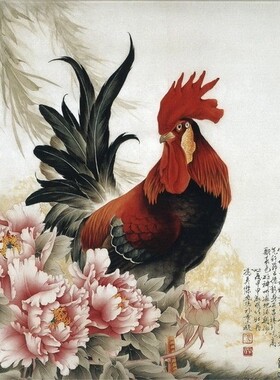 苏绣DIY套件 公鸡 大富贵吉祥图 45CMX45CM 满额包邮