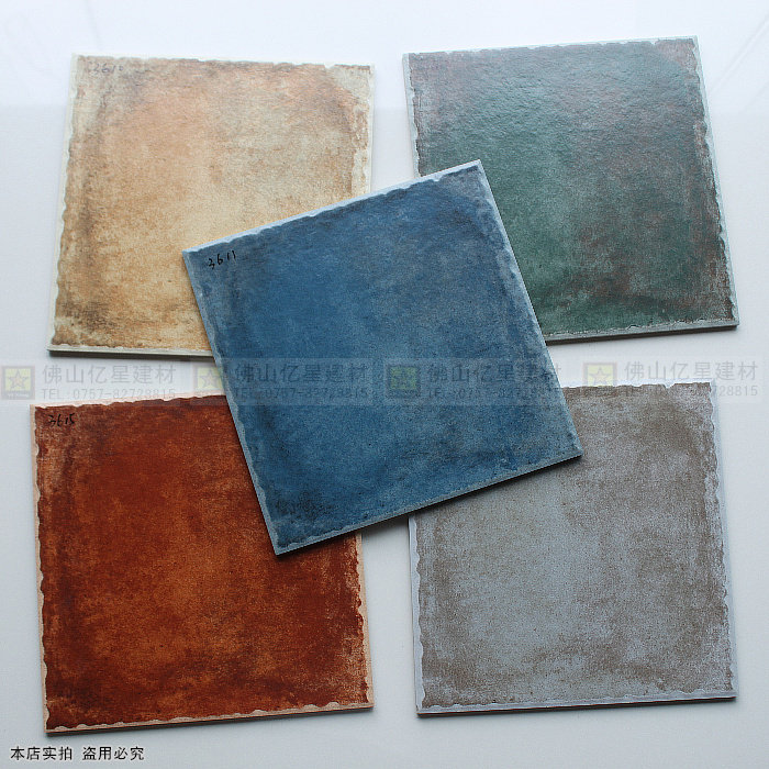 五彩油画仿古砖 复古砖 地中海风格瓷砖 墙砖 厨房 卫生间300*300