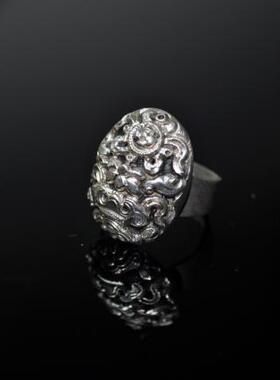 尼泊尔手工佛家吉祥八宝刻花戒指