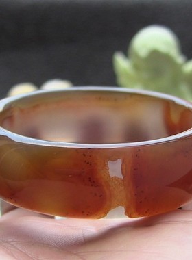 天然巴西象形山景红黑收藏品手镯