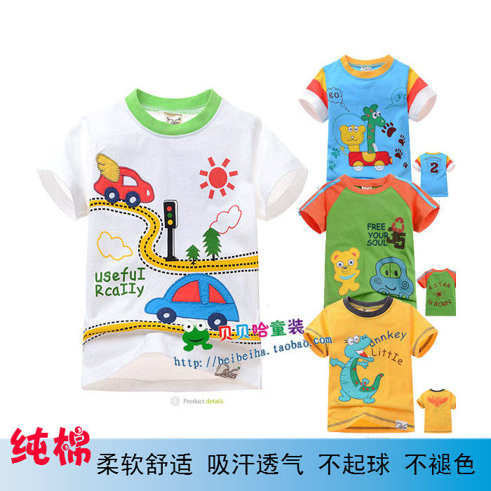 夏季纯棉T桖小孩卡通短袖童装