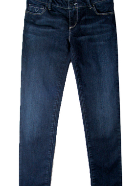 乐天BABY*7-8岁女童深蓝色全棉低腰水洗牛仔长裤40566