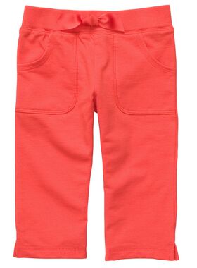 包邮  女童糖果色纯棉毛圈布中裤/七分裤/短裤/热裤 2T-6X 橙色