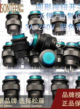 带灯无锁/自复位按钮开关/R16-503BD 圆形16MM 3A/250V绿色(5个)