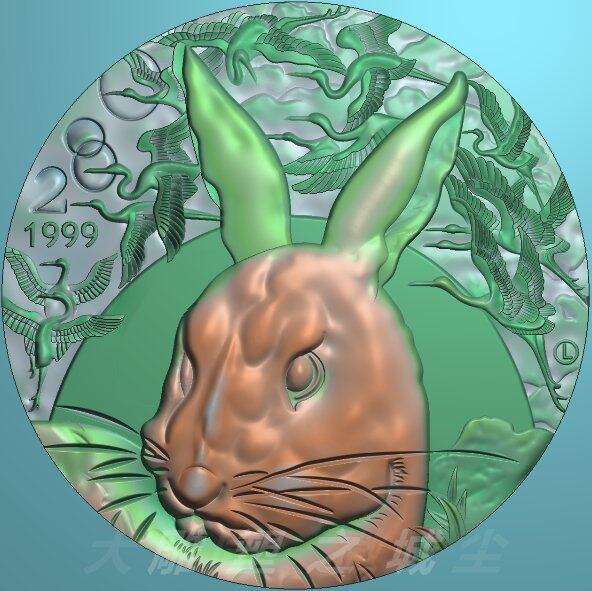 精雕图 浮雕图 灰度图 电脑雕刻图 jdp源文件 十二生肖之兔