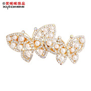Smiling new faux Pearl hair Barrette Korea authentic Butterfly card clip spring clip headgear