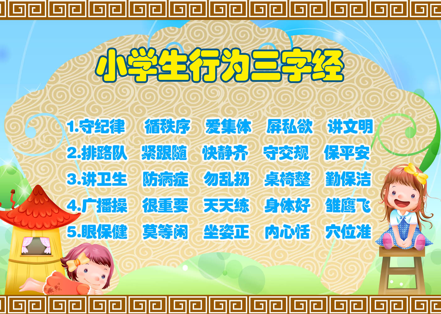 636海报印制海报展板素材505小学生行为准则三字经副本