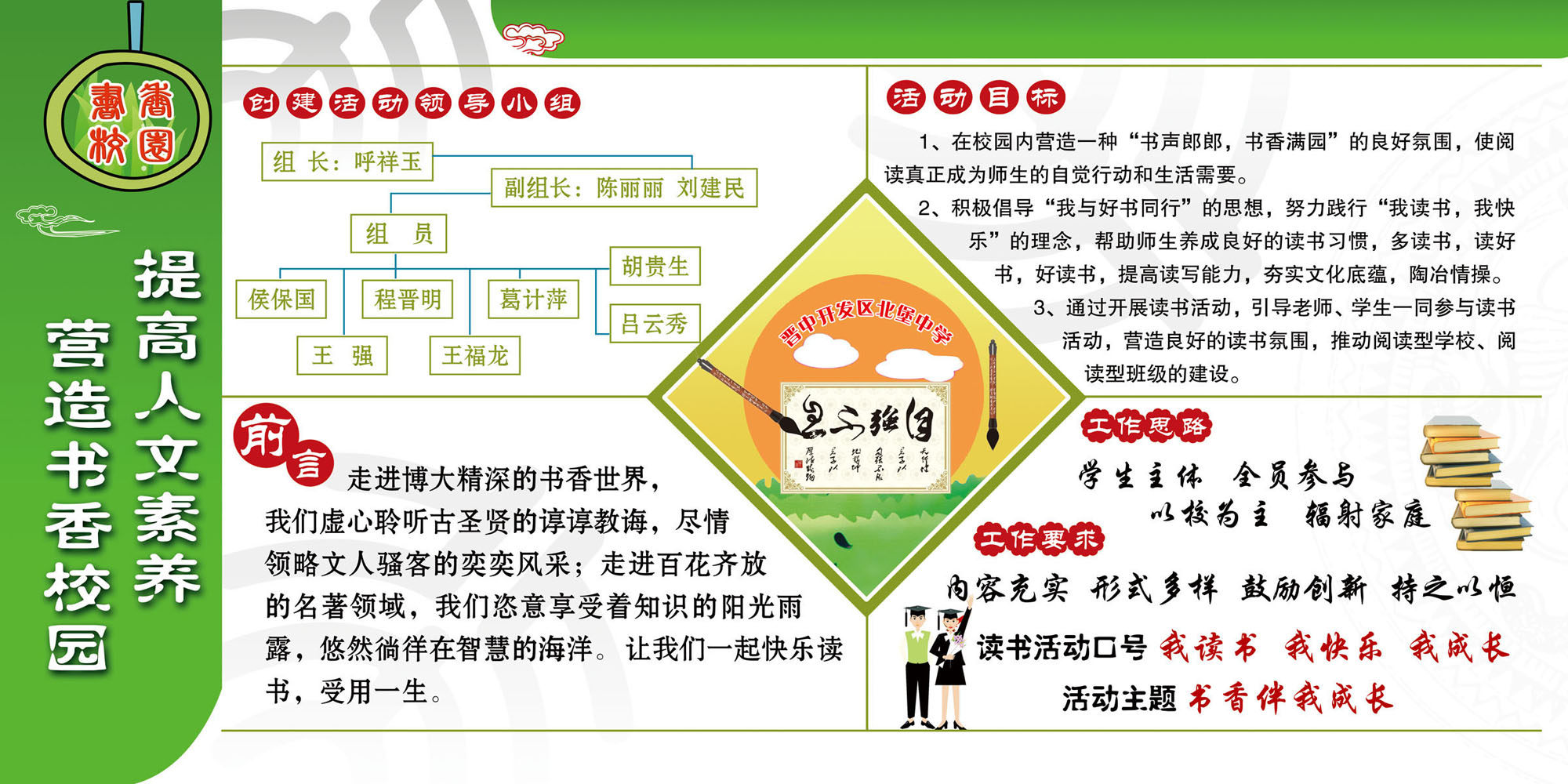 605海报印制海报展板素材382学校版面书香校园活动宣传