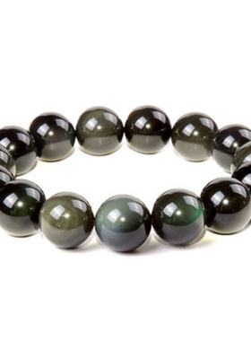 天然男女款彩虹眼黑曜石单圈手串