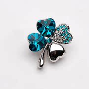 Smiling Korean version of the four-leaf clover Crystal rhinestone brooch women fancy brooch pin clasp Korea jewelry 35740