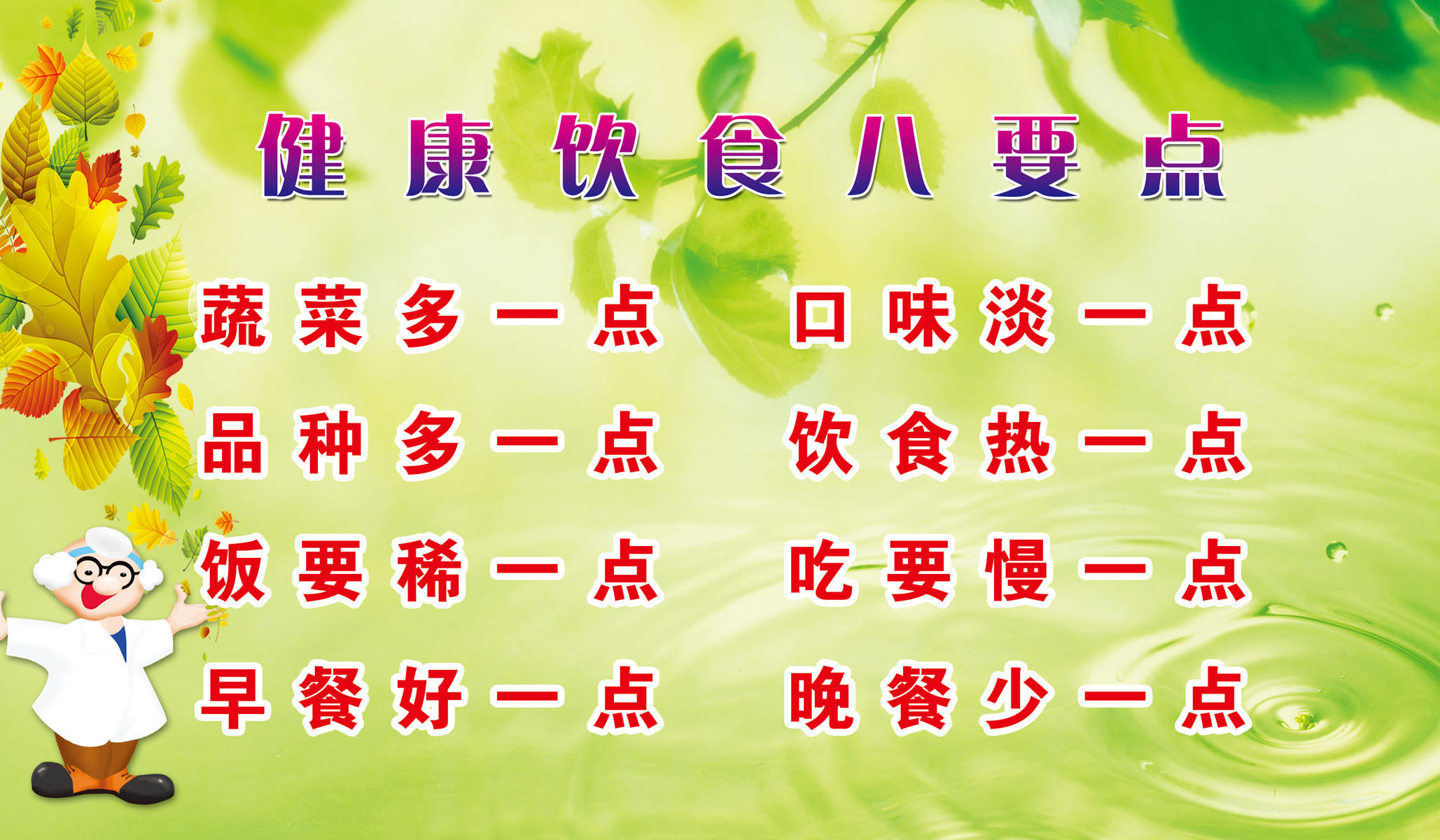 647海报印制定制展板素材977食堂健康饮食八要点