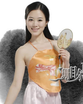 倚嘉 薄款伊丝绘小美人女士100%真丝肚兜手绘睡衣桑蚕丝肚兜 多色
