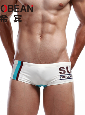 SEOBEAN男士泳裤 弹性尼龙系绳SURF印字低腰小平角游泳裤 1320807