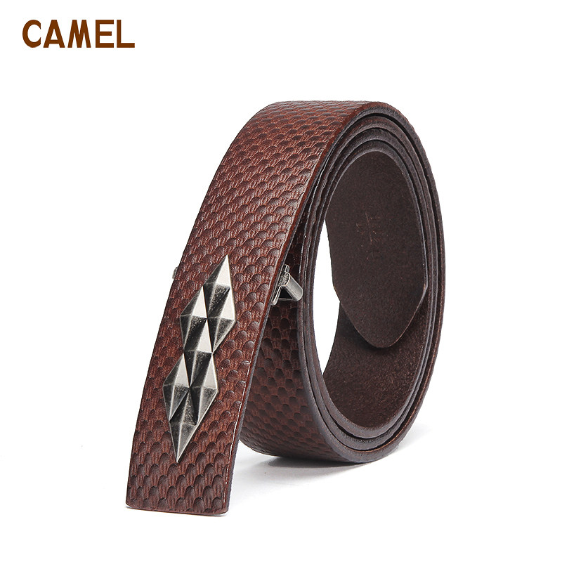【非卖品】Camel 正品骆驼 男腰带 牛皮 松子纹 时尚平滑扣