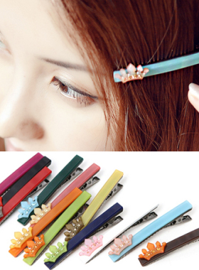 AngelRena正品韩国进口发饰秀美皇冠镶钻边夹发夹刘海夹边卡F2