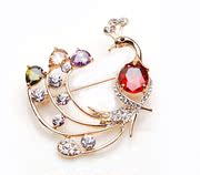 Smiling female Peacock brooch Crystal rhinestone luxury corsage pins led Korean brooch jewelry 365750