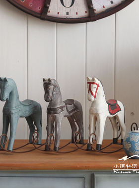 zakka欧式风背景摇马桌面摆件