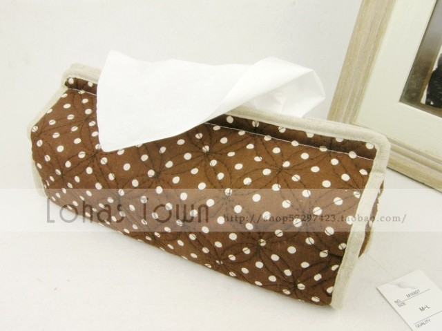 日单●衍缝布艺田园风纸巾套/纸巾盒/抽纸盒/纸巾抽 咖啡水玉