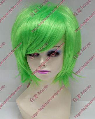 cosplay假发 VOCALOID V家 男版初音mikuo 浅绿反翘万用短发COS