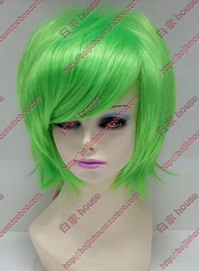 cosplay假发 VOCALOID V家 男版初音mikuo 浅绿反翘万用短发COS