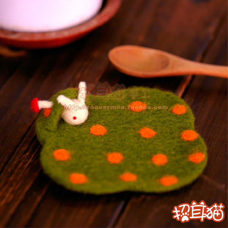 【招耳猫】羊毛毡 戳戳乐 手工DIY 浅草小窝 杯垫 材料包