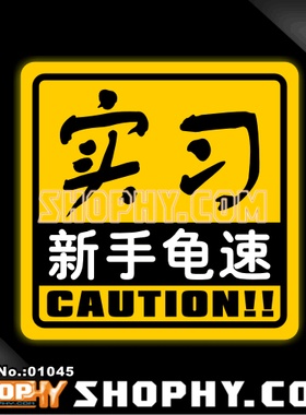 汽车踏板车贴纸3M反光贴01045实习新手龟速