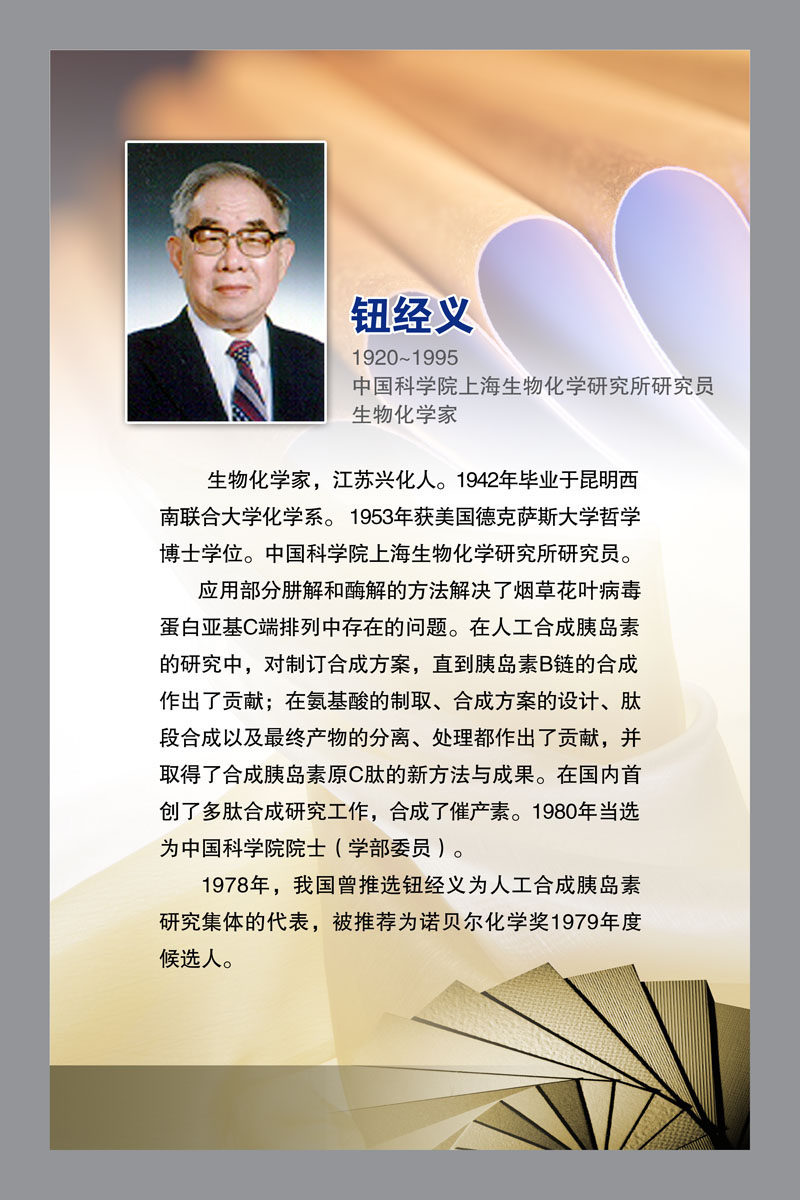 609海报印制海报展板素材383名人名言版面生物化学家钮经义简介