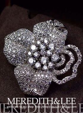 Meredith&Lee 珠宝级The Elegant超闪奢华芙蓉疏影锆石胸针胸花