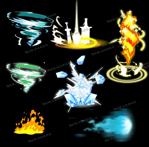 falsh 矢量游戏 风火 龙特效动画 烟雾冰雪 爆炸火焰兵器旋风素材