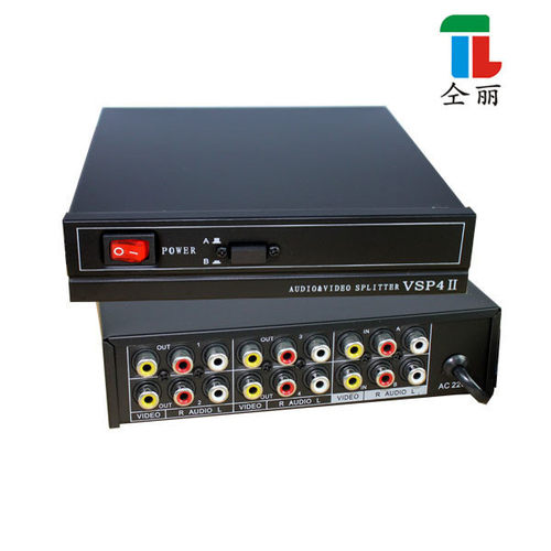 正品仝丽VSP4 II 有源音视频分配器 2进4出音视频共享器 AV切换器
