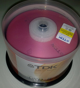 原装行货 TDK DVD-R 16X 4.7GB 彩版红 光盘 刻录盘 50片桶装