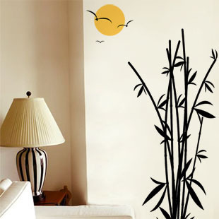 中式 雅竹创意艺术墙贴 沙发电视背景墙贴 饰 客厅卧室 传统竹子装