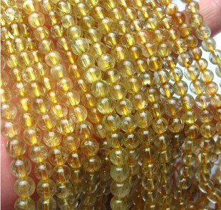 DIY饰品配件材料/天然水晶金发晶半成品6mm串珠散珠子批招