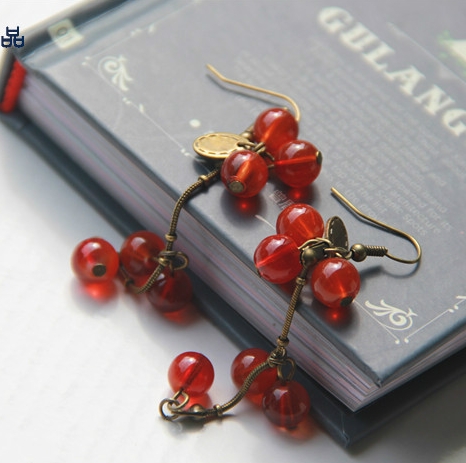 民族风通透垂坠新娘古铜色耳环