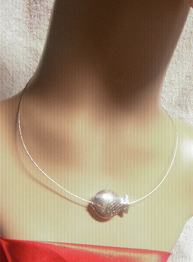 复古纯银泰银项链s925鱼短款颈链