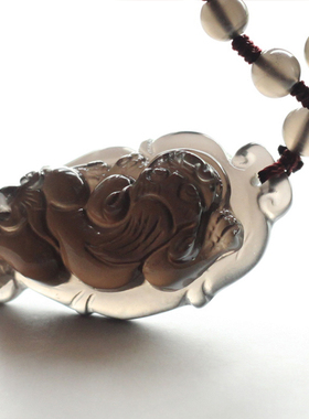 天然冰种一夜暴富黑曜石貔貅吊坠