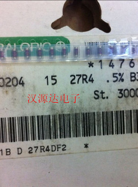 贴片圆柱色环电阻 晶圆电阻 SMM0204 27R4 27.4R 15PPM 0.5%