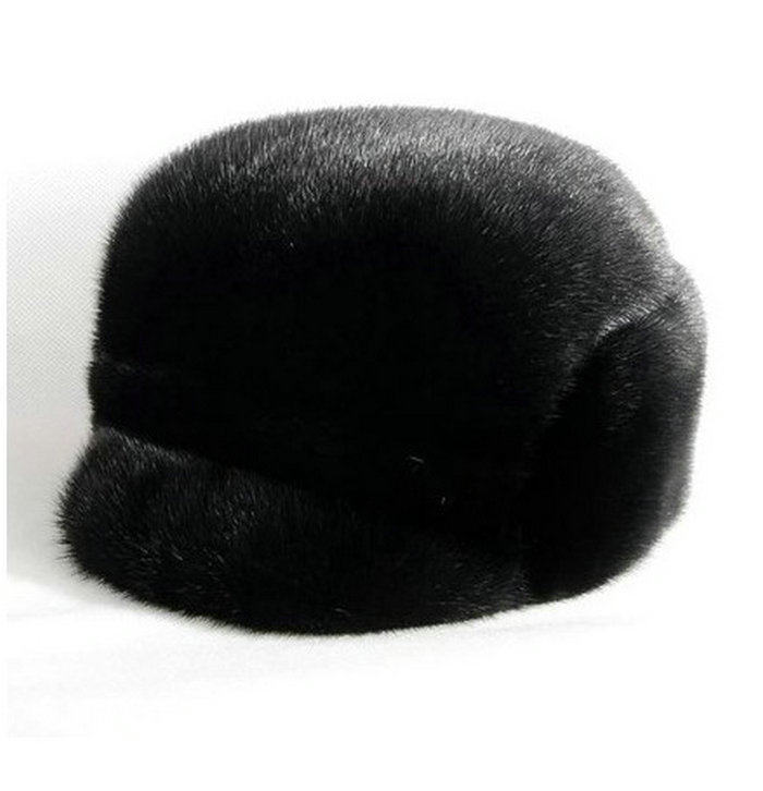 进口水貂帽子男真皮皮草帽子中老年男款貂皮帽子秋冬季整貂保暖帽