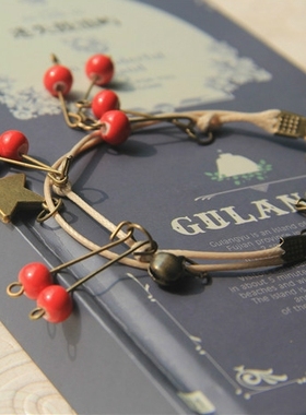 编织古铜色招桃花民族风手链